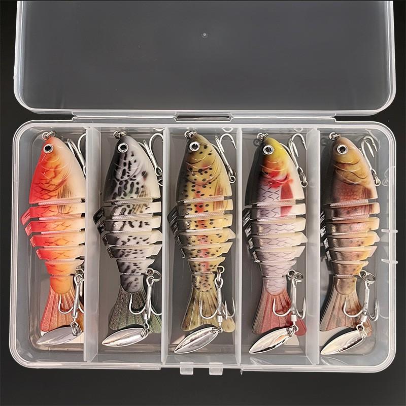 5-Pack Jointed Hard Lure 16.4g 7-Section Bionic Fishing Plug Freshwater Saltwater Casting
