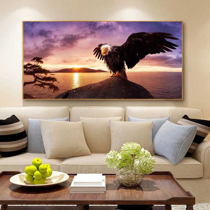 Животные Крылья Орла Холст Картина Пейзаж Море Небо Морской Пейзаж Плакаты и принты Настенная Картина Гостиная Домашний Декор Без Рамки