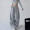 Харадзюку Широкие Спортивные Штаны Женские Уличная Одежда Мешковатые Оверсайз Серые Спортивные Штаны Высокая Талия Кулиска Повседневные Джоггеры Брюки