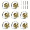 8pcs Glass Crystal Knobs, Brass Drawer Pulls, Gold Furniture Pulls, Hardware for Cabinet Dresser Kitchen with Screws