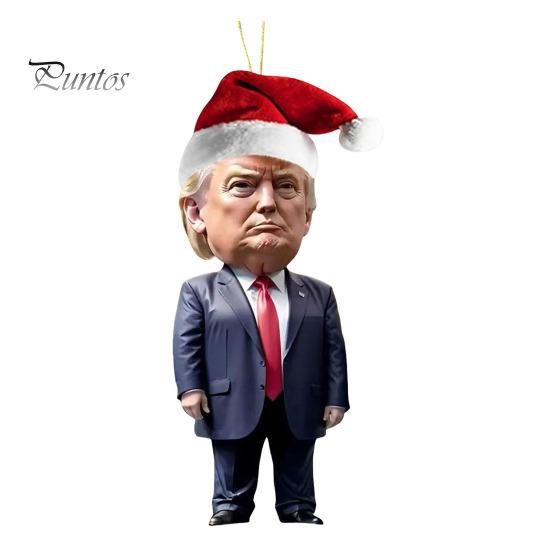 Рождественское украшение Трампа 2D акриловое зеркало заднего вида автомобиля подвеска мультфильм Трамп рождественская елка украшение для двери рюкзака