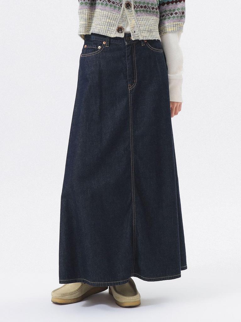 Женская джинсовая юбка макси с пятью карманами Beams Boy, синий индиго, 13270558578