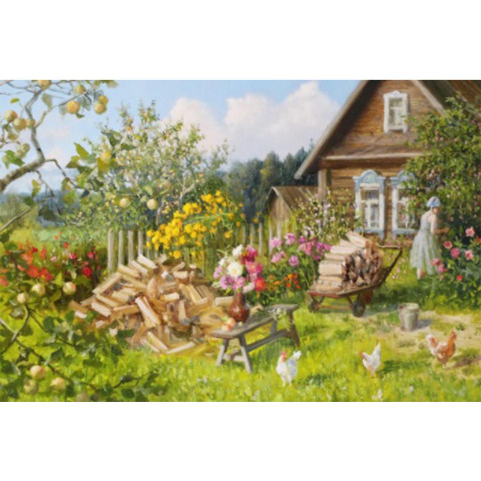 5D DIY Diamond Painting Pastoral Scenery Rhinestone Picture Full Round Full Diamond Embroidery Gift Mosaic Home Decoration Kit