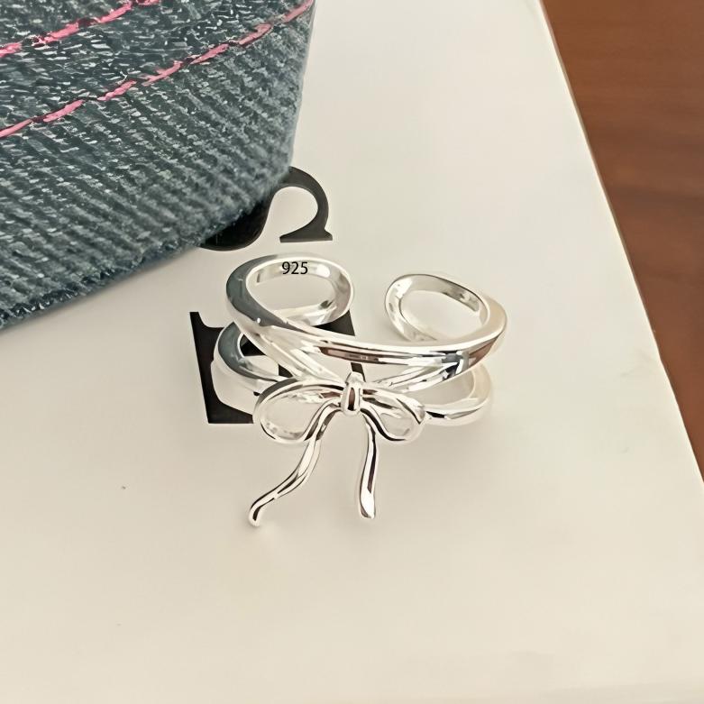 925 Silver Flower Lace Ring Korean Fashion Opening Inlaid CZ Adjustable Rings Valentine's Day Gift