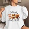 Female Spring Autumn Casual Sports O Neck Long Sleeve Hallowmas Printed Pullover Hoodies Sweatshirt Top