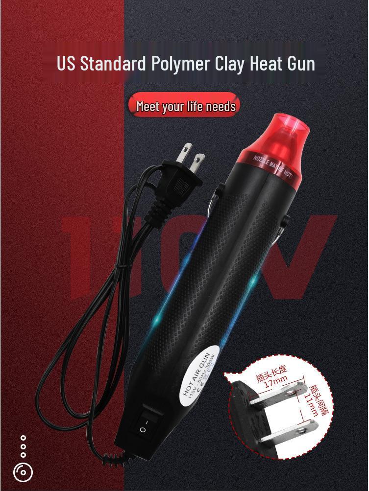US Standard Heat Gun for Polymer Clay, DIY Rubber Stamps, Embossing Powder & Shrink Sheets, 110V Black