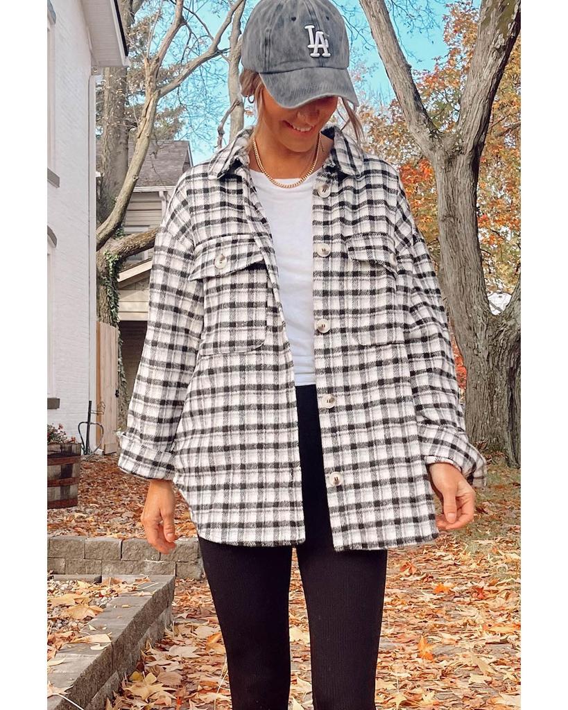 Azura Exchange Plaid Print Buttoned Tunic Shacket