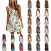 Women's Summer Fashion Casual Printed V-Neck Sleeveless Dress With Pockets