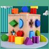 Geometric Kids Wooden Matching Blocks 16 Hole Space Intelligence Box Toy