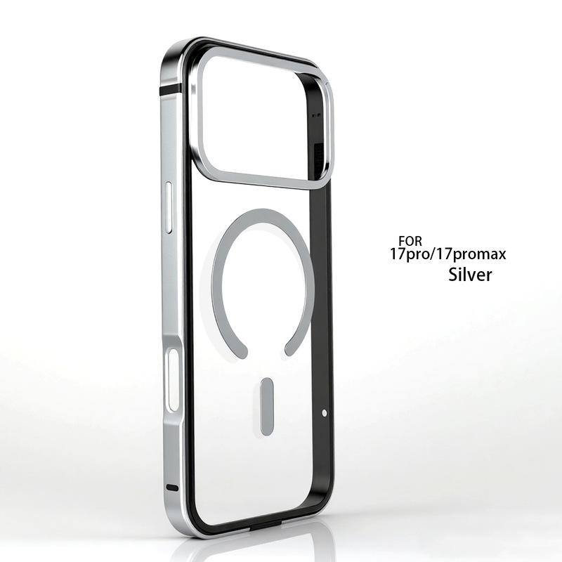Для iPhone 17 Pro Высококачественный металлический каркас Чехол для телефона, 17 Promax Magsafe Магнитная зарядка HD Задняя панель Защитные чехлы для телефона