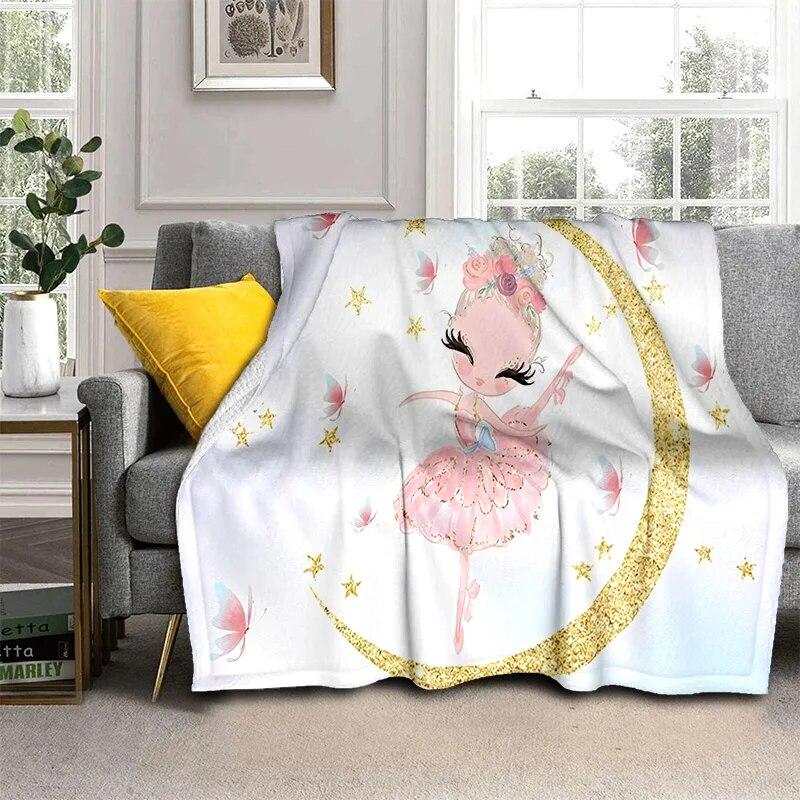 Милое 3D одеяло с изображением балета для девочек, балерины, феи, лебедя, единорога, мультяшное 3D одеяло, мягкое одеяло для дома, спальни, кровати, дивана, пикника, путешествий, детей