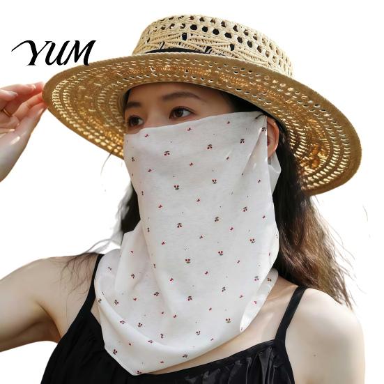 Lightweight Summer Face Mask Women Neck Sun Protection Mask, Cotton Dot Print UV Outdoor Cycling Cover, Foldable Gaiter Scarf for Driving Camping