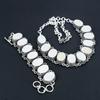 Natural Mother Of Pearl Gemstone Handmade 925 Sterling Silver Jewelry Neclace Bracelet Set, Antique Jewelry Set, Birthday Gift For Wife
