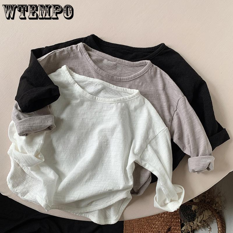 Long Sleeved T-shirt Versatile Korean Base Shirt Girl and Boys Clothing Baby Top
