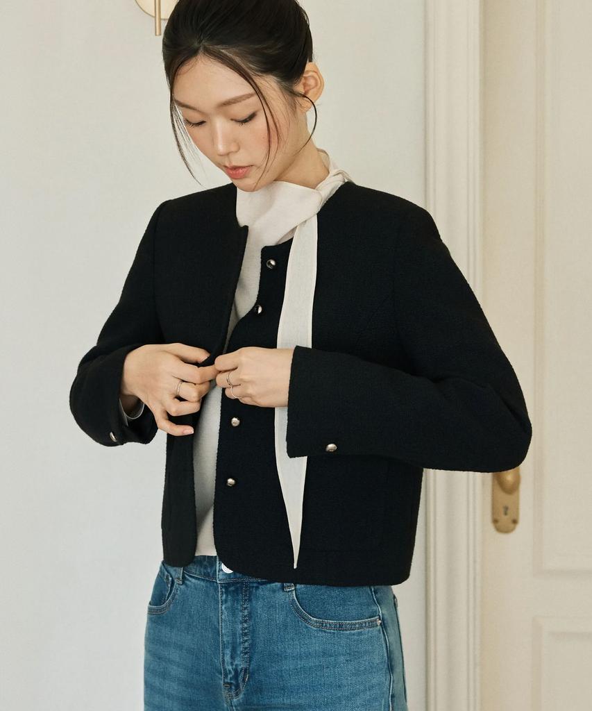 ROEM [На весь день] Твидовый жакет без воротника Rmjkg49A11