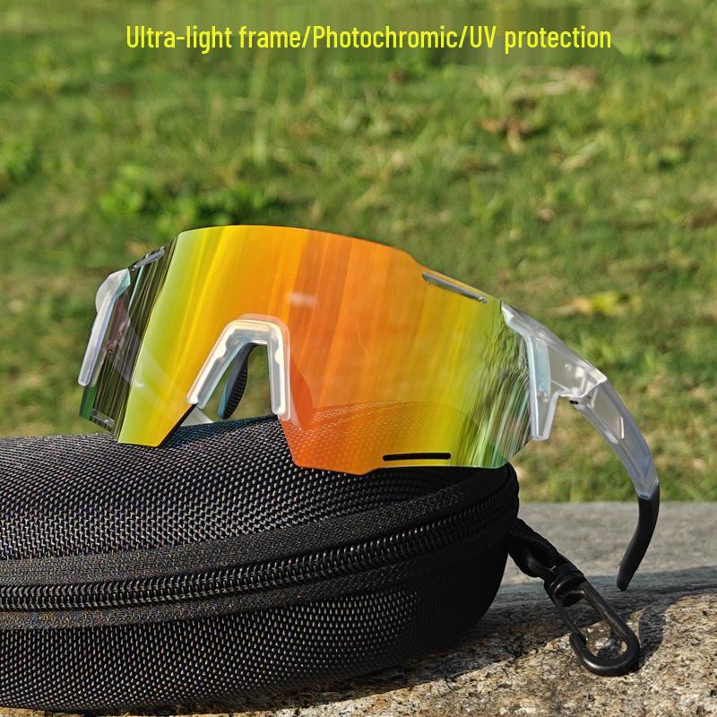 White Frame Photochromic Cycling Glasses - Day & Night UV Protection for Men & Women
