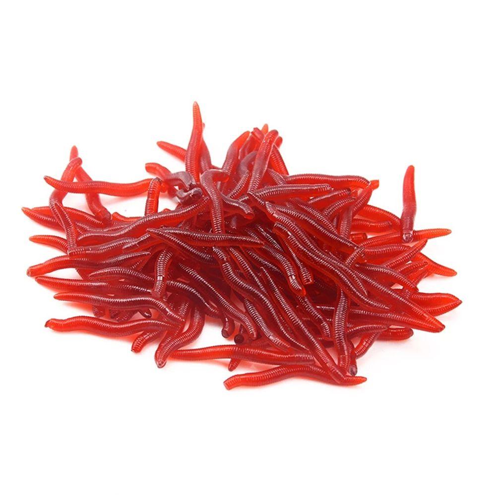 100pcs/Bottle Realistic Trout Soft Lure bloodworm Worm Red Baits EarthWorm Fishing Lure