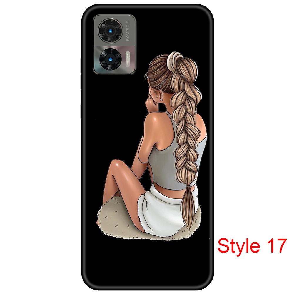For Moto Edge 30 Neo Case, Motorola Edge 30 Lite Cute Case Girls Women, Black Slim Anti Scratch TPU Shockproof Protective Case for Edge 30 Neo Case
