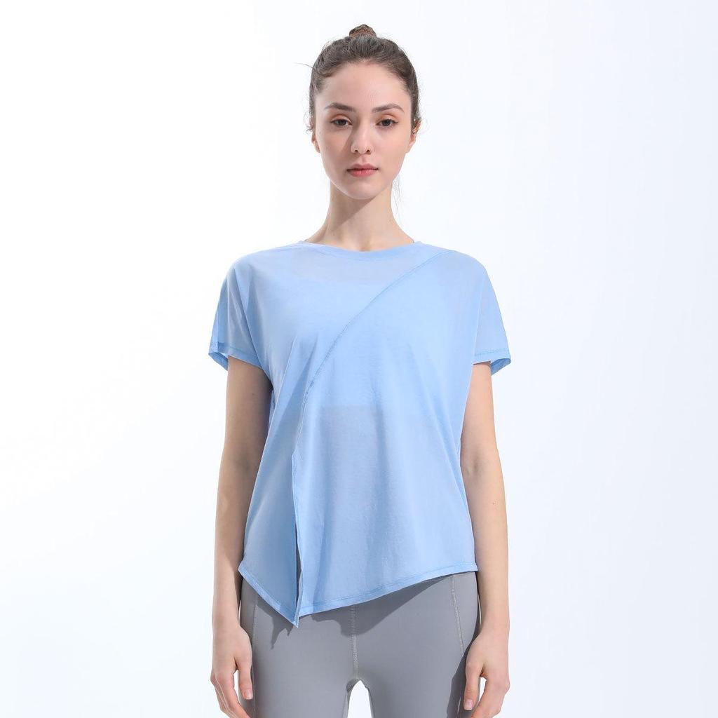 Женская спортивная футболка с завязками, быстросохнущая – с коротким рукавом, дышащая, свободного кроя, накидка для йоги