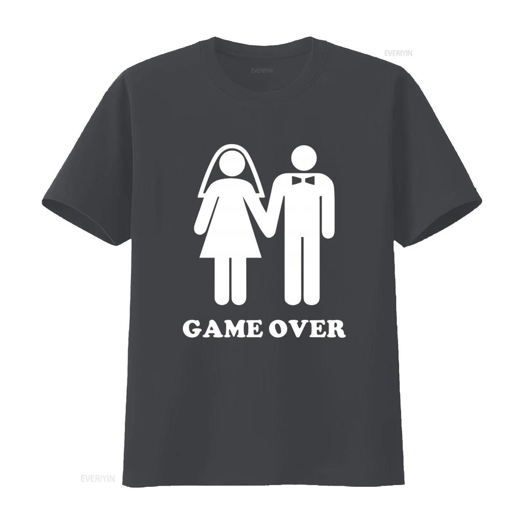 Смешной дизайн Game Over Мужская вечеринка холостяков Мужчины Свадьба Жених Футболка винтажная Стирка дизайнерская одежда Удобная с принтом Повседневная
