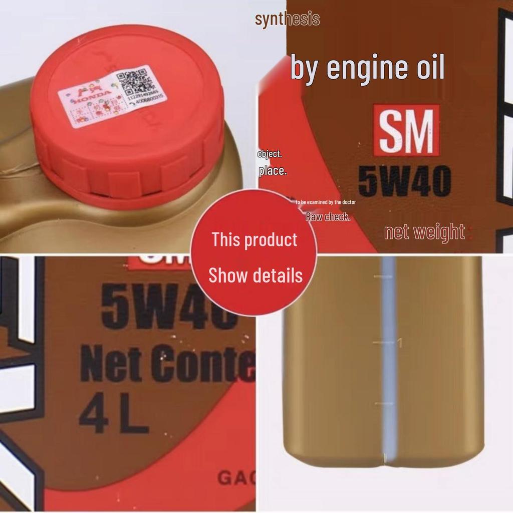 SM Fully Synthetic Engine Oil 5W-40 for Honda Accord, Fit, Crider, Civic, Odyssey, CRV, Crosstour, Vezel