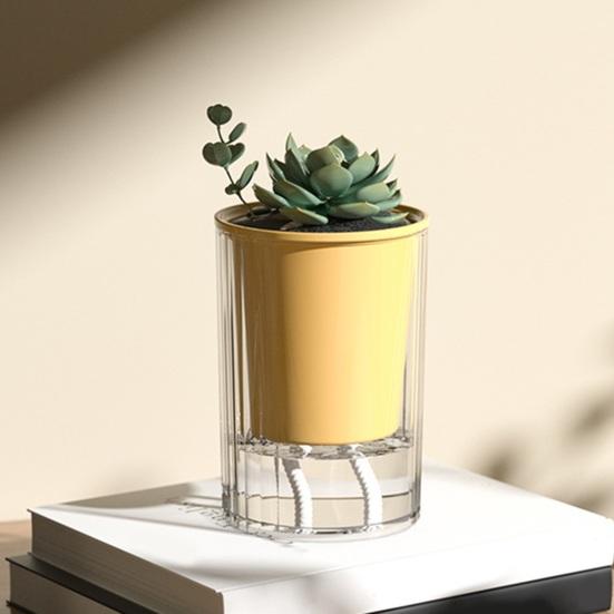 Самополивающийся горшок с дренажным отверстием для комнатных и уличных гидропонных растений, глубокий видимый резервуар, кашпо для цветов с фитильным шнуром