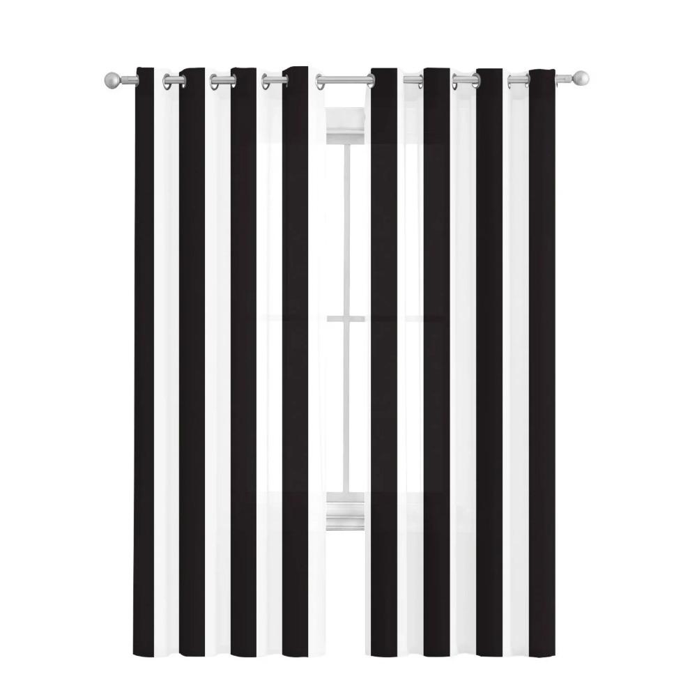 Черно-белые полосатые прозрачные шторы для украшения гостиной, тюль, вуаль, органза, оконные шторы для кухни, спальни