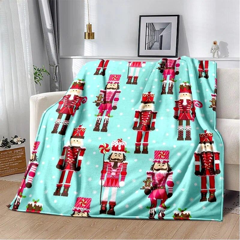 Мягкое плюшевое одеяло с 3D Щелкунчиком, рождественской елкой, фланелевое одеяло, одеяло для гостиной, спальни, кровати, дивана, чехол для пикника, детское одеяло