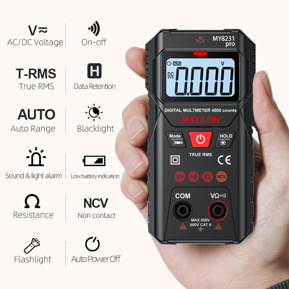 Цифровой мультиметр MAYILON Multi Tester с бесконтактным определением напряжения NCV, True RMS, 4000 отсчетов, автоматический/ручной