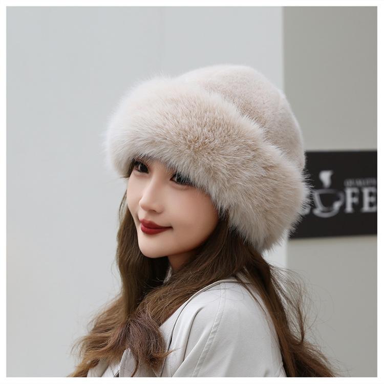 Шапка зимняя новая утолщенная теплая искусственный мех мода простой берет принцесса шапка имитация норки монгольская шапка женская шапка