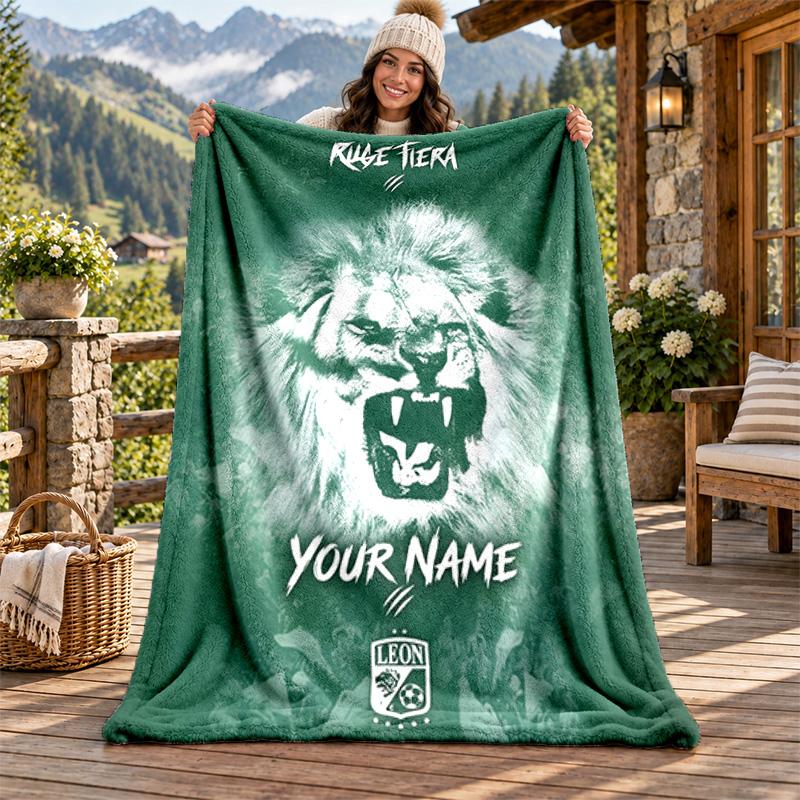 Club Leon Custom Name Flannel Blanket Personalized Soft Warm Plush Throw Blanket Customized Gift for Family Friends