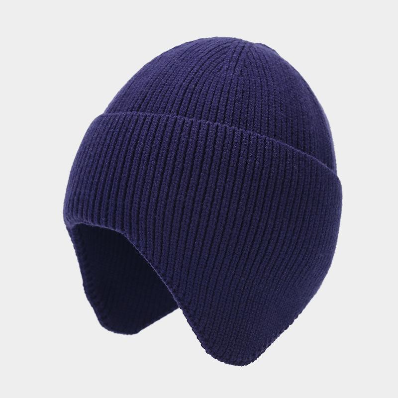 Autumn and winter new outdoor cold-proof ear protection knitted hat men's and women's simple solid color dome pullover hat warm hat tide