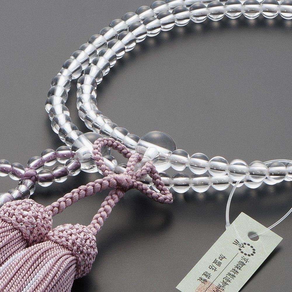 Buddhist Altar Shop Takita Shoten Buddhist Prayer Beads, Jodo Shinshu Formal Prayer Beads [Women's], Genuine Crystal, 8-inch, Silk Tassel with Head