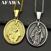 Classic Virgin Mary Hold baby Pendant Necklace for Women Men Stainless Steel Gold Color Catholic Mother Mary Necklaces Jewelry