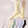 Осенне-зимние носки до середины икры из точечной пряжи однотонные, полосатые двухфонтурные носки, милые и симпатичные для девочек, махровые носки