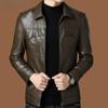 Men's Leather Coat Plus Velvet Thin Coat Autumn and Winter Lapel Motorcycle Jacket Men's Genuine Leather Casual Sheepskin Jacket