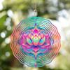 10-Inch Bohemian Style Mandala Flower Printed Wind Chime, Battery-Free Operation, The Rotating Dynamic Effect Adds Vitality To Outdoor Garden Decor