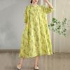 Short Sleeve Plus Size Cotton Vintage Floral New In Dresses for Women Casual Loose Long Summer Dress