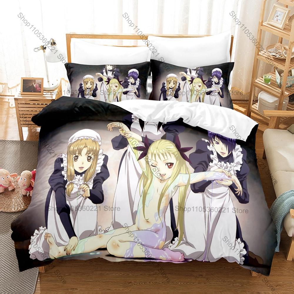 Mina Tepes Akira Kaburagi Vampire Bund Castle Rose Blood Moon Print Duvet Cover + 2 Pillowcases Anime Fans 3pcs Bedding Set