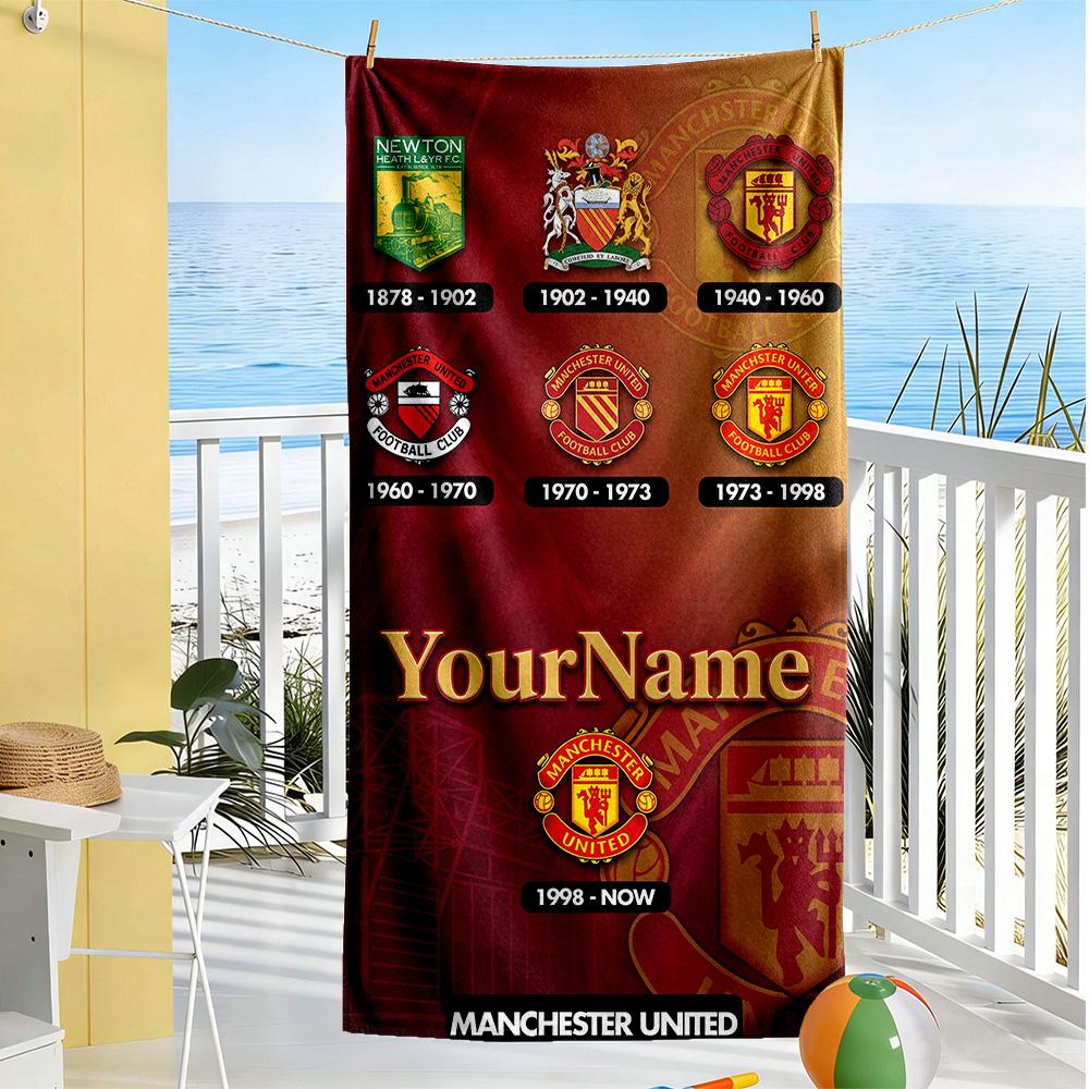 Manchester Customize Your Name Beach Towel High Absorbency & Quick-Dry Ideal for Travel Outdoor Swim Pool Yoga Surf Camping Hiking Gym Gift Holiday
