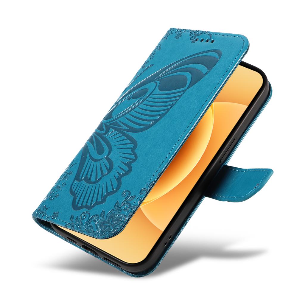 For Xiaomi 17 Case Butterfly Pattern PU Leather Folio Flip Phone Cover - Blue