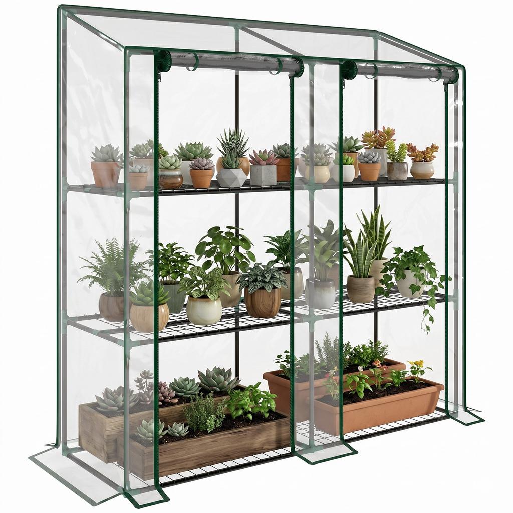 46 x 143cm Three-Shelf Mini Greenhouse - Clear