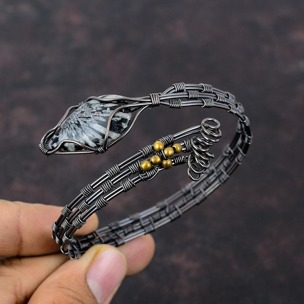 Chrysanthemum Cuff Bracelet Copper Wire Wrapped Bangle Handmade Adjustable Cuff Bracelet Copper Wire Jewelry Gemstone Bangle Gift For Mother