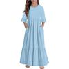 Girls' Tiered Ruffle Dress - 3/4 Sleeve Pocket Maxi With Pockets