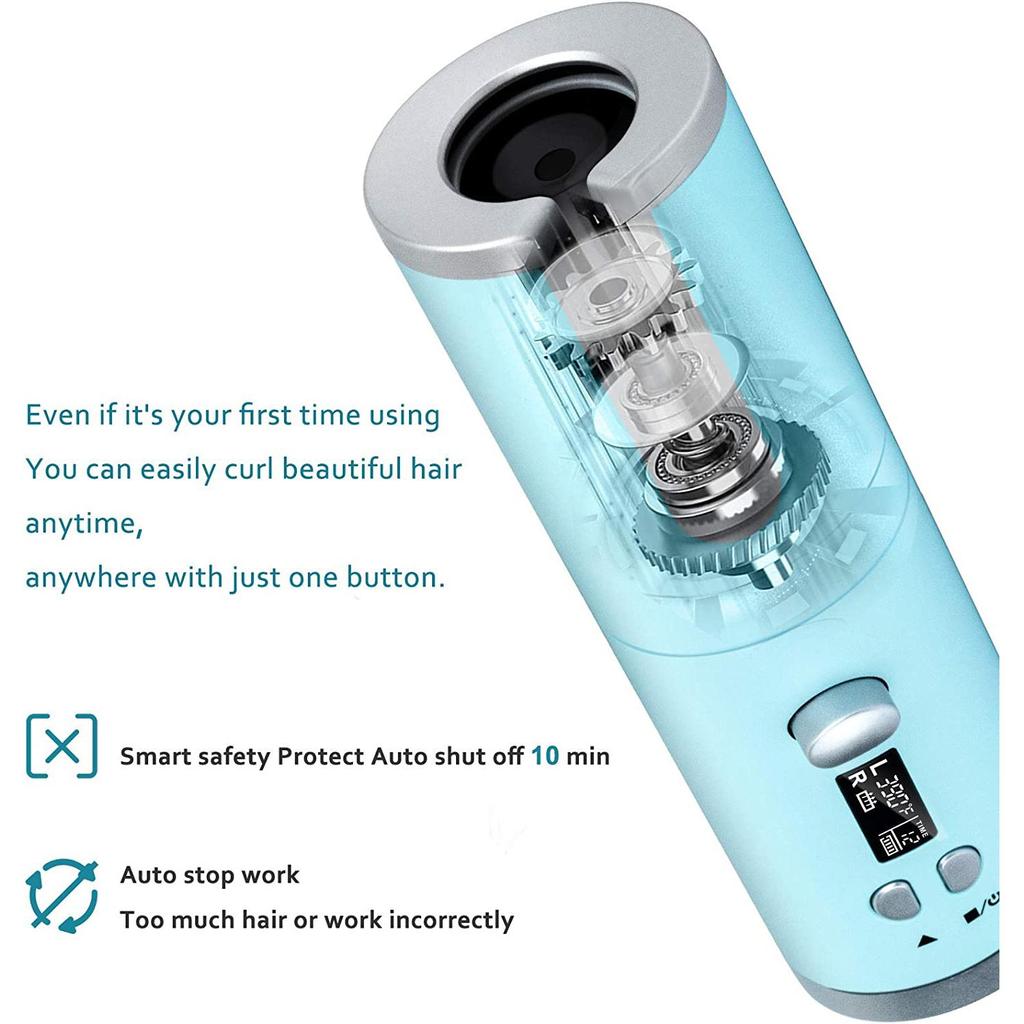 Беспроводная автоматическая щипцы для завивки волос Беспроводные щипцы для завивки волос USB Перезаряжаемый ЖК-дисплей Керамическая палочка для завивки волос Инструменты для укладки