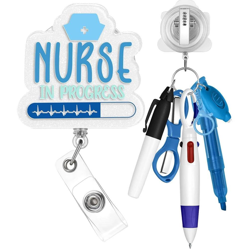 Портативный набор ручек для медсестры Выдвижной зажим для бейджа медсестры Модный держатель для бейджа-катушки
