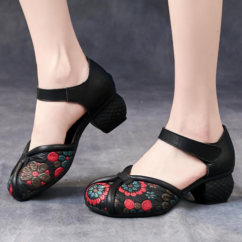 Fashion GKTINOO 2025 Summer Women Shoes Genuine Leather Women Pumps Handmade Comfortable Vintage Style High Heels Sandals Women Sandalia