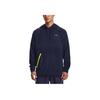 Under Armour Толстовка мужская Rush однотонная с логотипом, на шнурке, с капюшоном, с длинным рукавом, темно-синяя 1370450-410