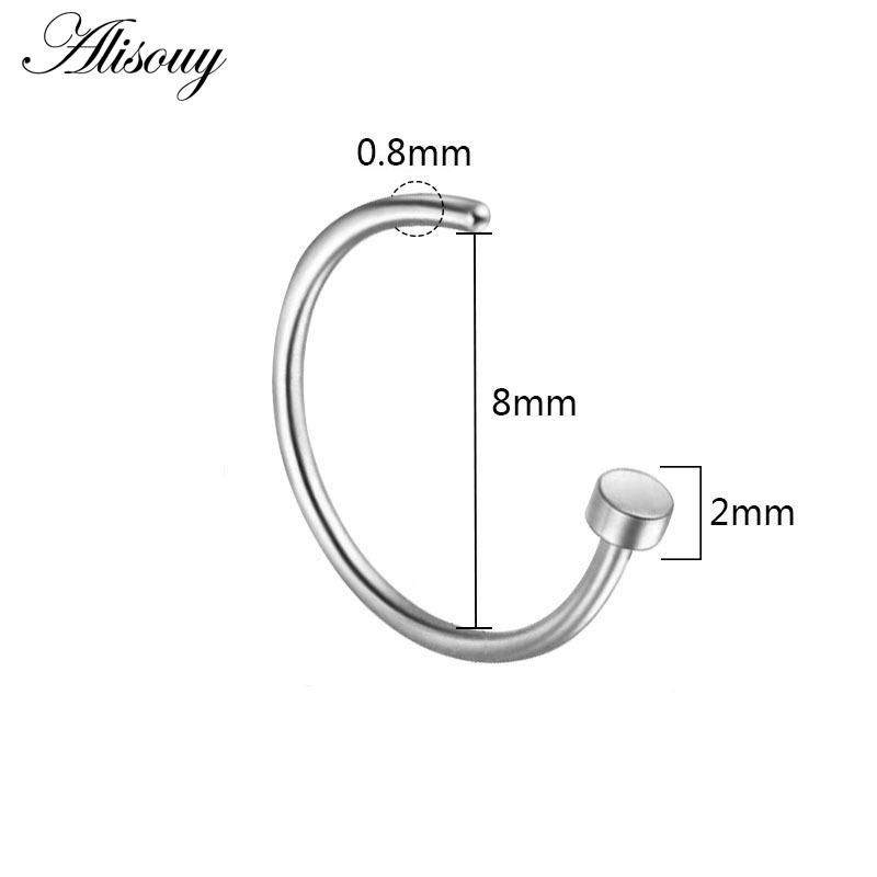 Alisouy 1Piece Steel 20G Faux Nose Rings Fake Septum Rings Hoop Nostril Daith Piercing Fake Clip On Nose Rings Oreja Piercings Jewelry