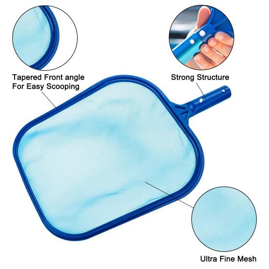 Pool Skimmer Net Fine Mesh Solid Plastic Frame Portable Large Capacity Heavy Duty Leaf Fine Debris